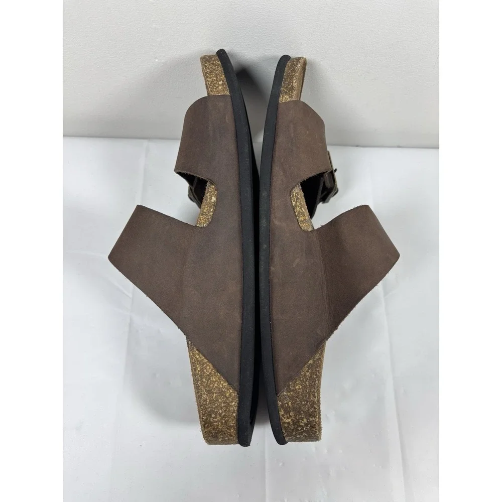 Abeo Sandals Mens N 8 Double Strap Brown Leather Comfort Slide‎ Arch Support